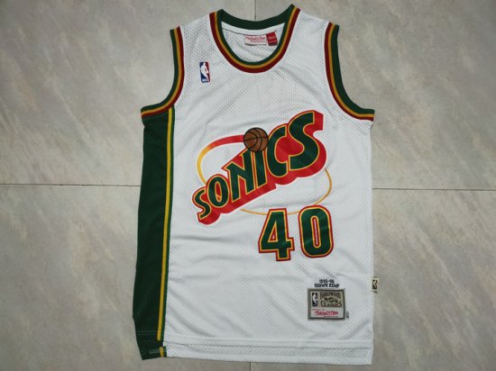 NBA 40 Shawn Kemp Supersonics 1995-96 M&N Maillot blanc